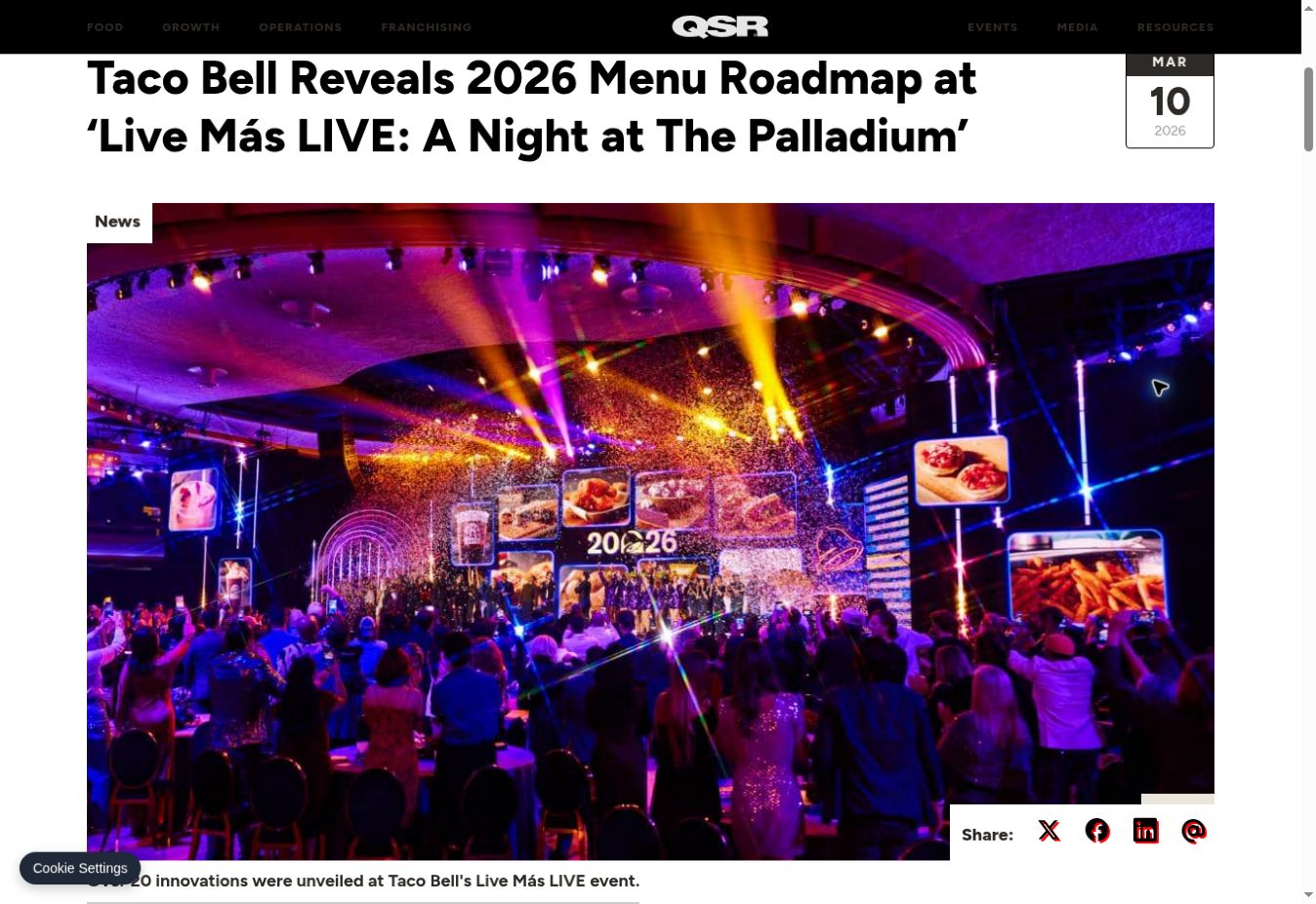 QSR: Taco Bell Reveals 2026 Menu Roadmap at Live Más LIVE: A Night at The Palladium
